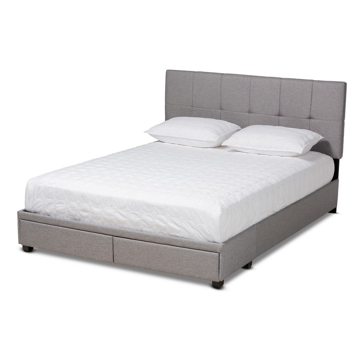 Baxton Studio Netti Light Grey Fabric Upholstered 2-Drawer King Size Platform Storage Bed Baxton Studio-beds-Minimal And Modern - 1