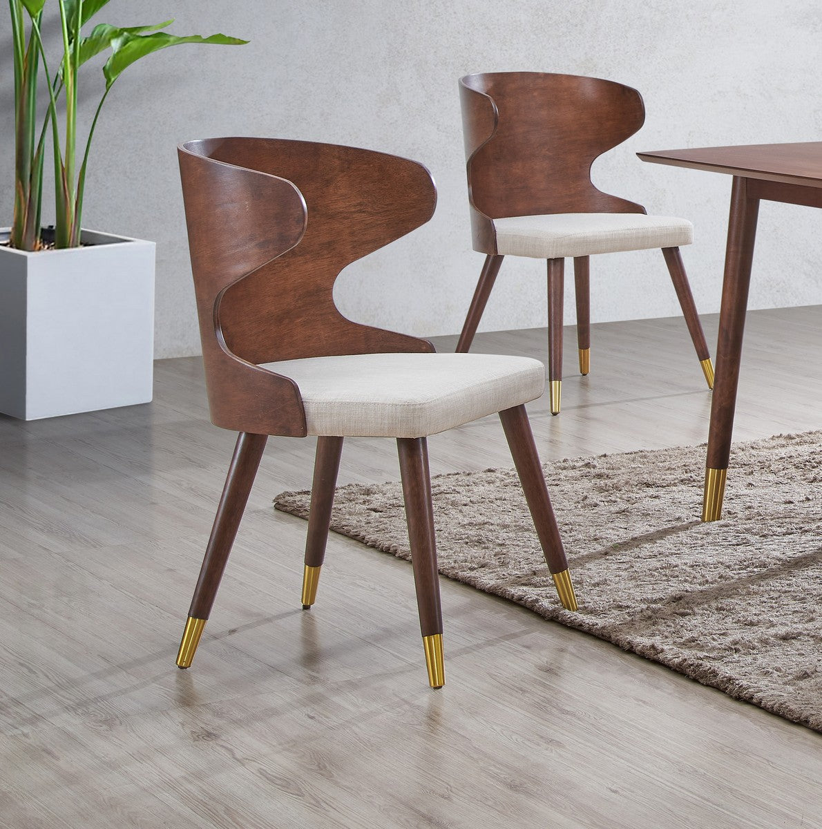 Meridian Furniture Sherwood Cream Linen Fabric Dining Chair - Set of 2