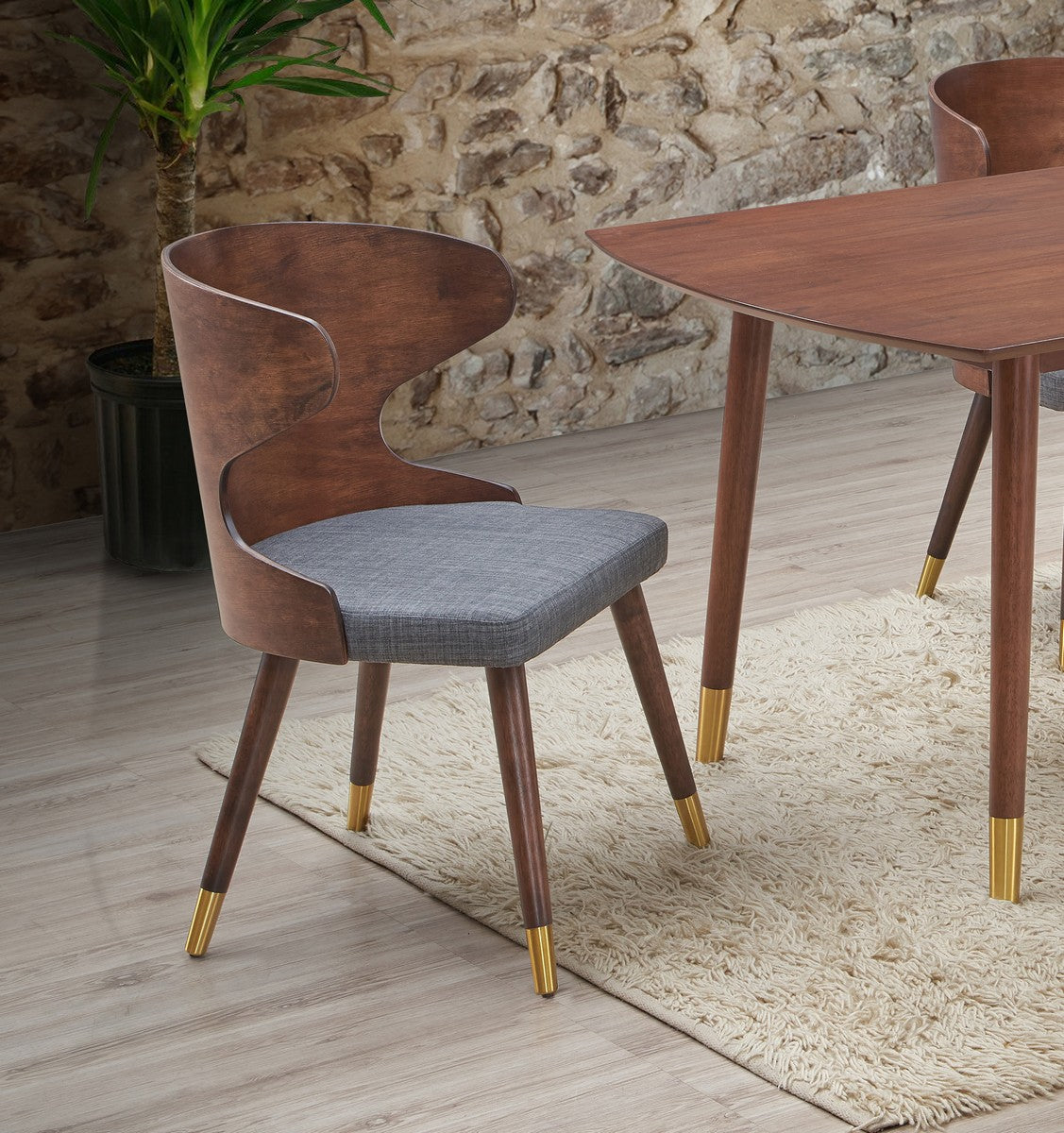 Meridian Furniture Sherwood Grey Linen Fabric Dining Chair - Set of 2