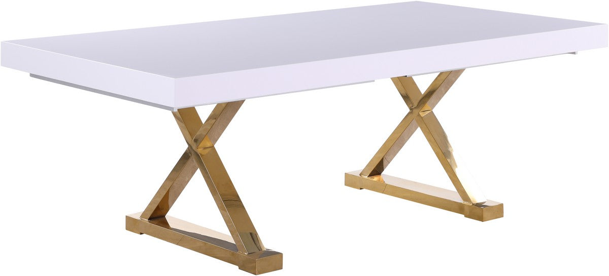 Meridian Furniture Excel White Lacquer Extendable Dining Table (3 Boxes)