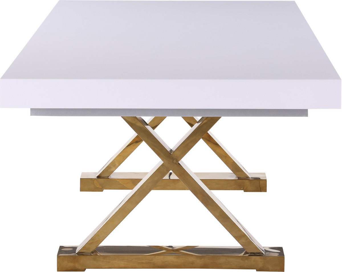 Meridian Furniture Excel White Lacquer Extendable Dining Table (3 Boxes)