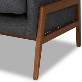 Baxton Studio Perris Mid-Century Modern Dark Grey Fabric Upholstered Walnut Finished Wood 3-Piece Living Room Set
