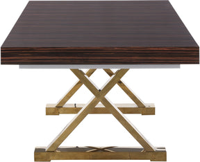 Meridian Furniture Excel Brown Zebra Wood Veneer Lacquer Extendable Dining Table (3 Boxes)