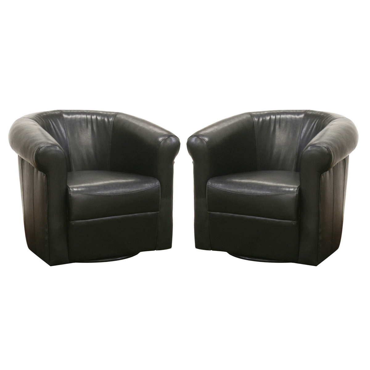 Baxton Studio Julian Black Brown Faux Leather Club Chair with 360 Degree Swivel Baxton Studio-chairs-Minimal And Modern - 1