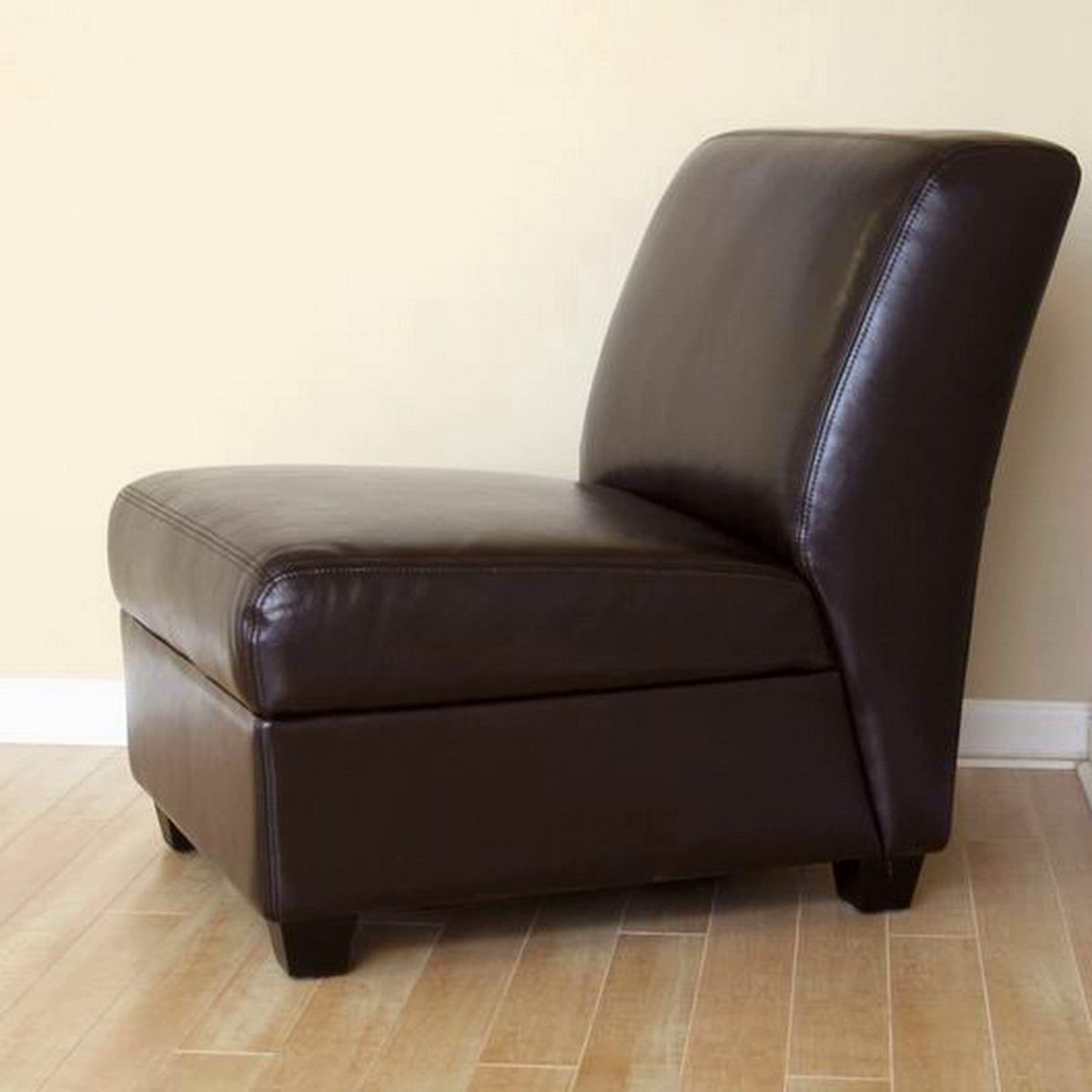 Baxton Studio Dark Brown Armless Club Chair Baxton Studio-chairs-Minimal And Modern - 2