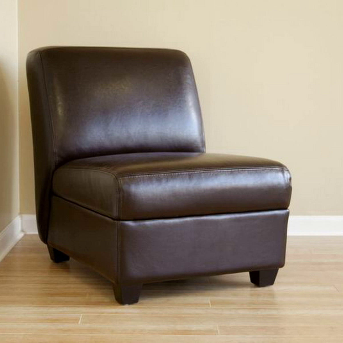 Baxton Studio Dark Brown Armless Club Chair Baxton Studio-chairs-Minimal And Modern - 1