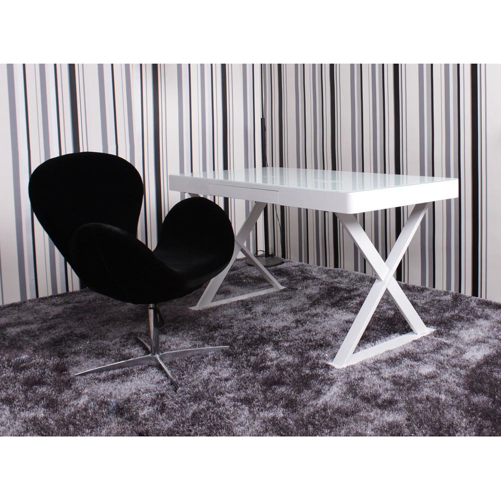 J&M Furniture Modern White Contemporary Writing Work A11 Office Desk-Minimal & Modern