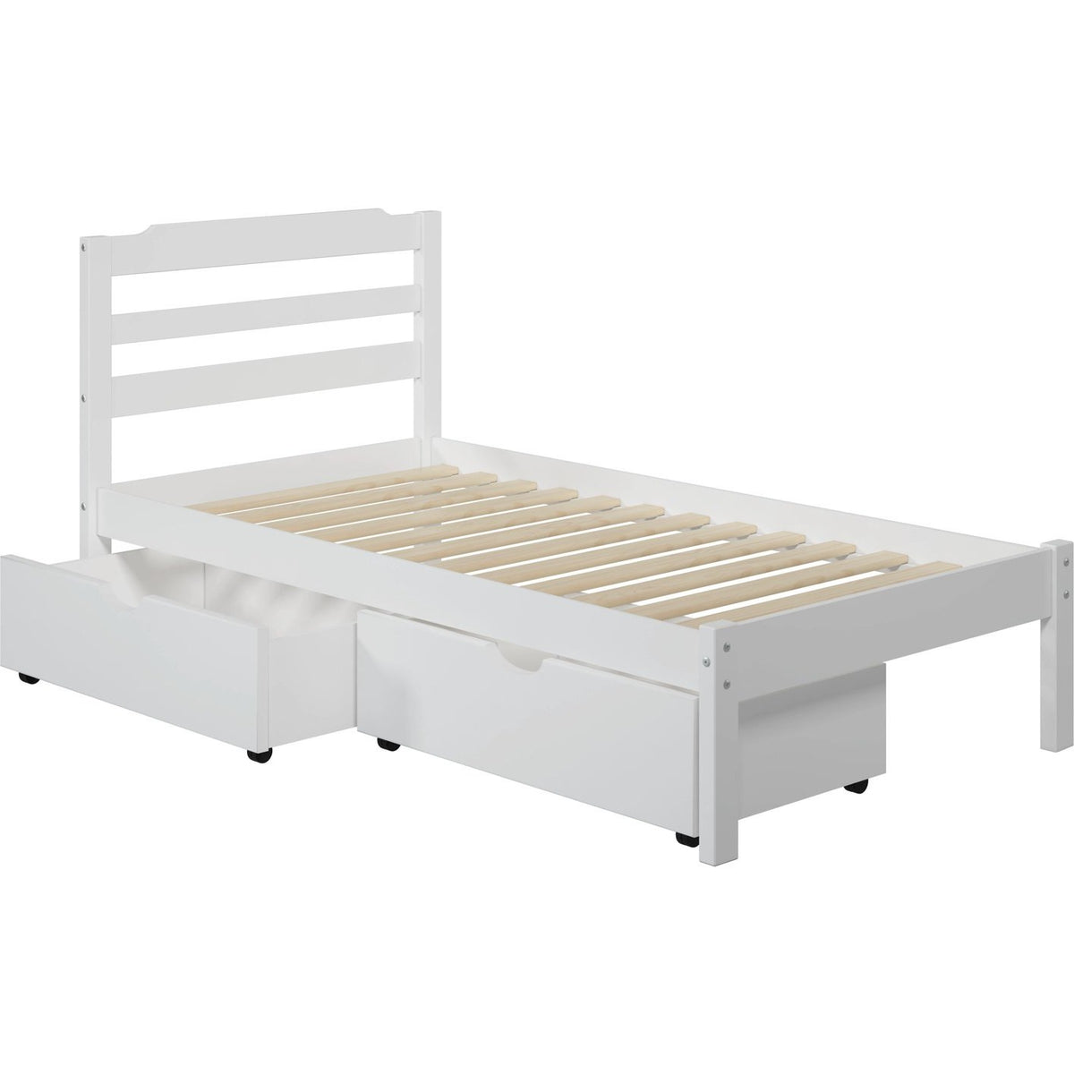 Manhattan Comfort Hayden Twin Storage Bed with 2 Drawers in White-Minimal & Modern