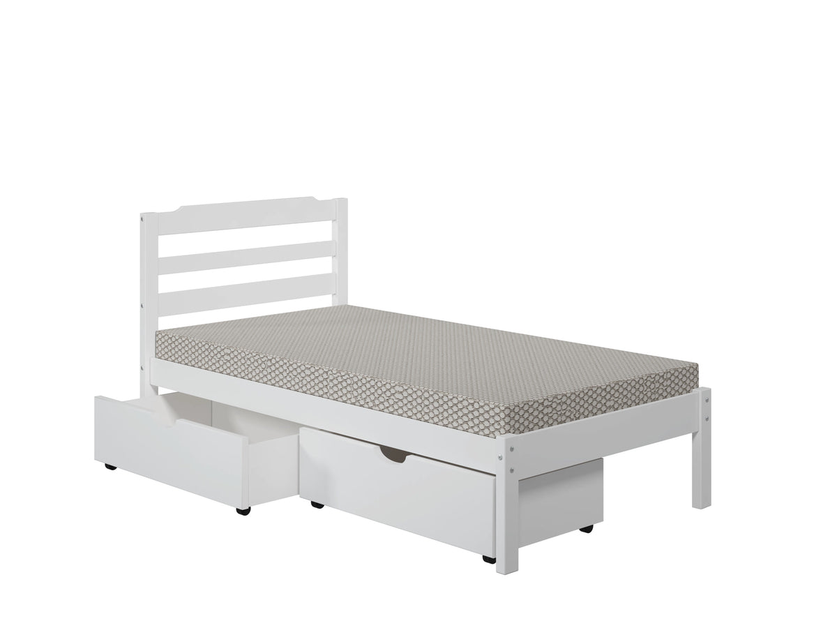 Manhattan Comfort Hayden Twin Storage Bed with 2 Drawers in White-Minimal & Modern