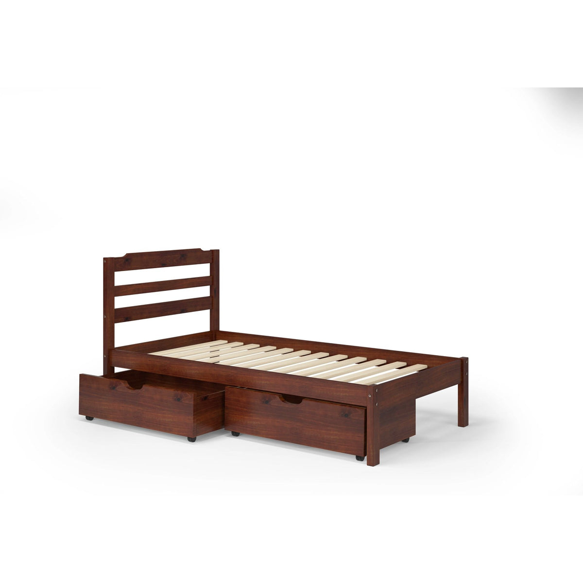 Manhattan Comfort Hayden Twin Storage Bed with 2 Drawers in Brown-Minimal & Modern
