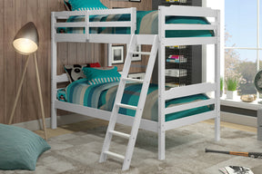 Manhattan Comfort Hayden Solid Pine Wood Twin Size Bunk Bed in White-Minimal & Modern