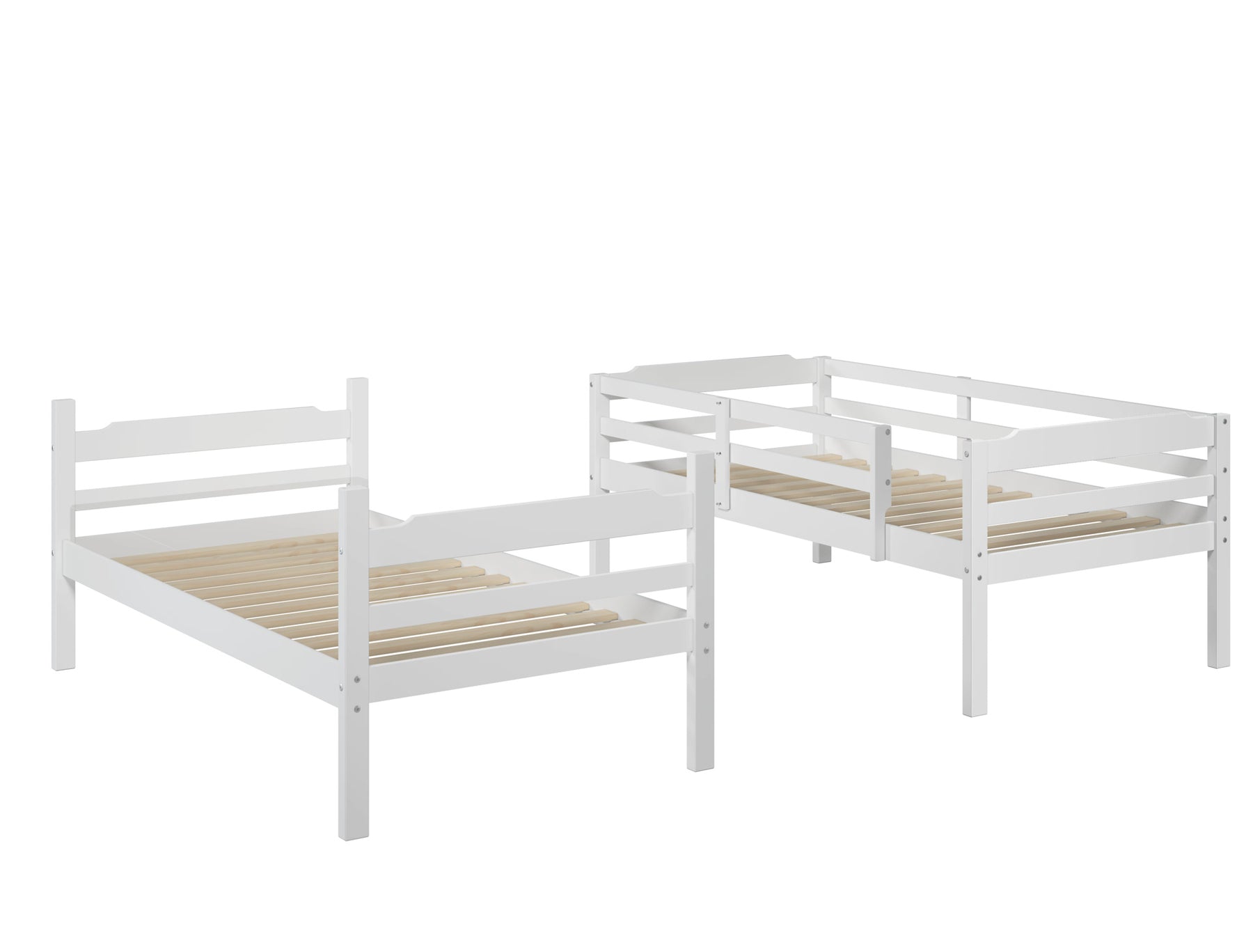 Manhattan Comfort Hayden Solid Pine Wood Twin Size Bunk Bed in White-Minimal & Modern