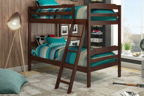 Manhattan Comfort Hayden Solid Pine Wood Twin Size Bunk Bed in Brown-Minimal & Modern
