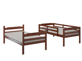 Manhattan Comfort Hayden Solid Pine Wood Twin Size Bunk Bed in Brown-Minimal & Modern