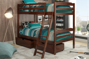 Manhattan Comfort Hayden Twin Storage Bunk Bed in Brown-Minimal & Modern