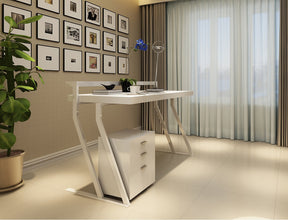 J&M Furniture Modern White Contemporary Writing Computer Work A48 Office Desk-Minimal & Modern