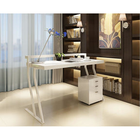 J&M Furniture Modern White Contemporary Writing Computer Work A48 Office Desk-Minimal & Modern