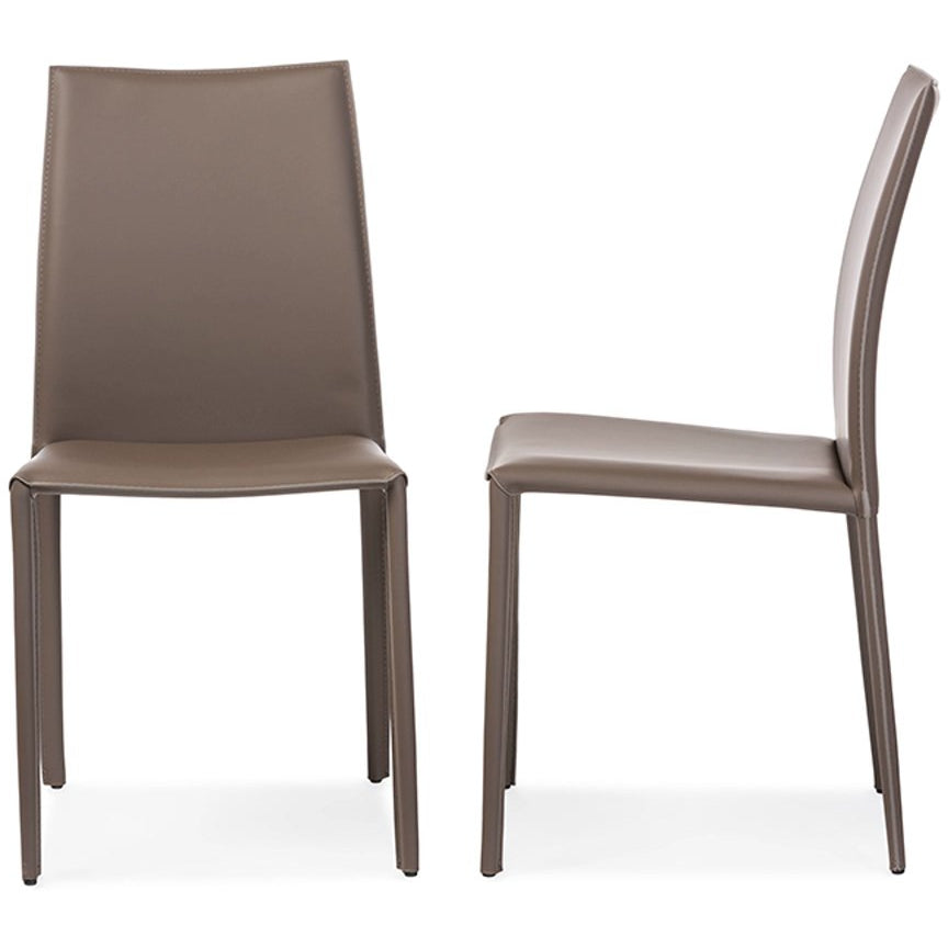 Baxton Studio Rockford Modern and Contemporary Taupe Bonded Leather Upholstered Dining Chair (Set of 2) Baxton Studio-dining chair-Minimal And Modern - 2