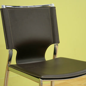 Baxton Studio Dark Brown Leather Dining Chair with Chrome Frame (Set of 2) Baxton Studio-dining chair-Minimal And Modern - 2