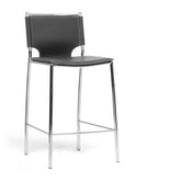 Baxton Studio Montclare Modern and Contemporary Black Bonded Leather Upholstered Modern Counter Stool (Set of 2) Baxton Studio-Bar Stools-Minimal And Modern - 1