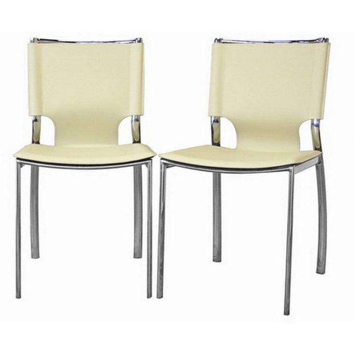Baxton Studio Montclare Ivory Leather Modern Dining Chair (Set of 2) Baxton Studio-dining chair-Minimal And Modern - 1