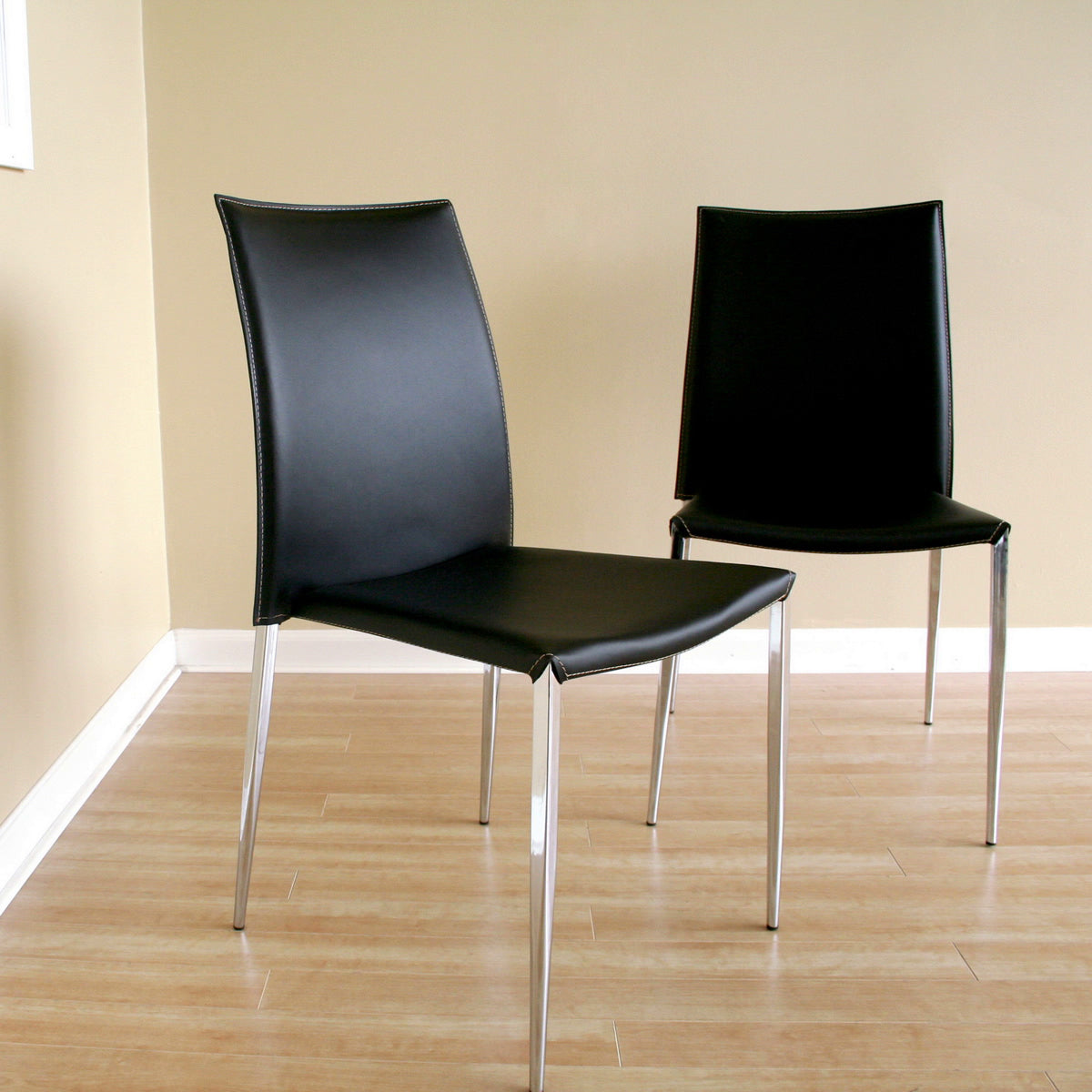 Baxton Studio Benton Black Leather Dining Chair (Set of 2) Baxton Studio-dining chair-Minimal And Modern - 1