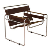 Baxton Studio Jericho Brown Leather Mid-Century Modern Accent Chair Baxton Studio-chairs-Minimal And Modern - 1