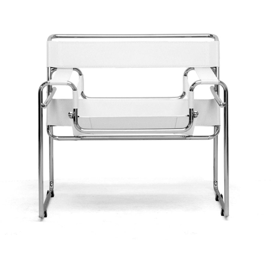 Baxton Studio Jericho Cream Leather Mid-Century Modern Accent Chair Baxton Studio-chairs-Minimal And Modern - 2