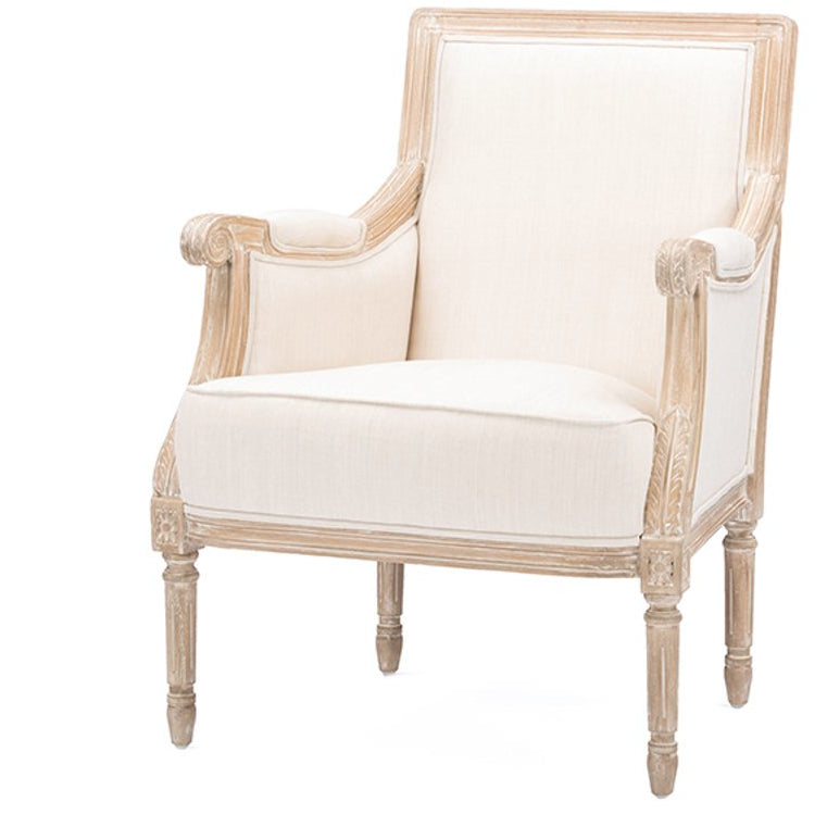 Baxton Studio Chavanon Wood & Light Beige Linen Traditional French Accent Chair Baxton Studio-chairs-Minimal And Modern - 1