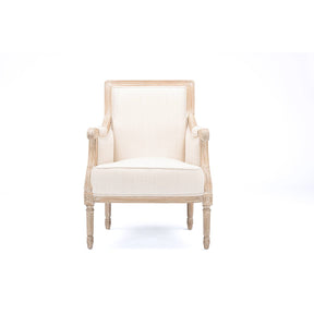 Baxton Studio Chavanon Wood & Light Beige Linen Traditional French Accent Chair Baxton Studio-chairs-Minimal And Modern - 2