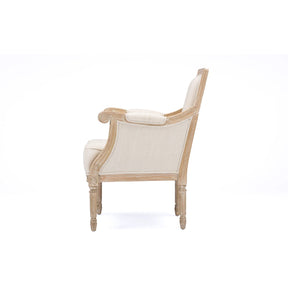 Baxton Studio Chavanon Wood & Light Beige Linen Traditional French Accent Chair Baxton Studio-chairs-Minimal And Modern - 3