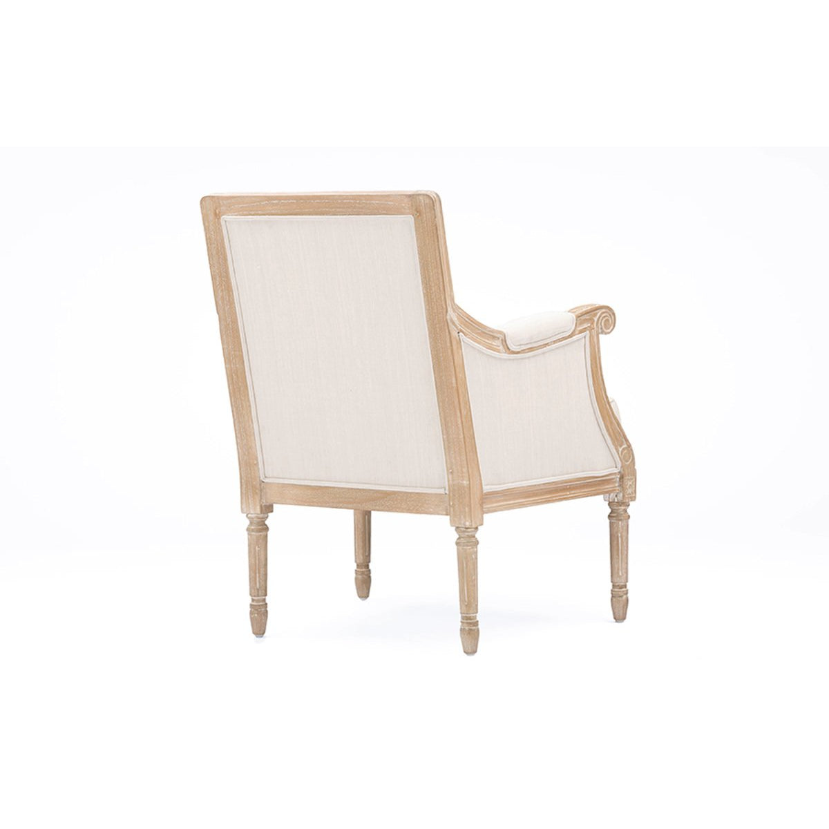 Baxton Studio Chavanon Wood & Light Beige Linen Traditional French Accent Chair Baxton Studio-chairs-Minimal And Modern - 4