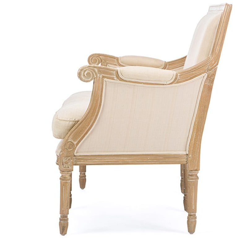 Baxton Studio Chavanon Wood & Light Beige Linen Traditional French Loveseat Baxton Studio-sofas-Minimal And Modern - 4