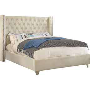 Meridian Furniture Aiden Cream Velvet Full BedMeridian Furniture - Full Bed - Minimal And Modern - 1