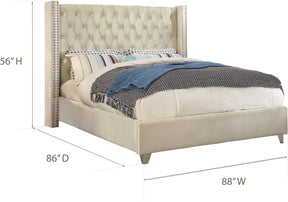 Meridian Furniture Aiden Cream Velvet King Bed