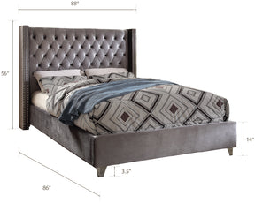 Meridian Furniture Aiden Grey Velvet King Bed