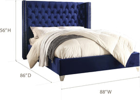 Meridian Furniture Aiden Navy Velvet King Bed
