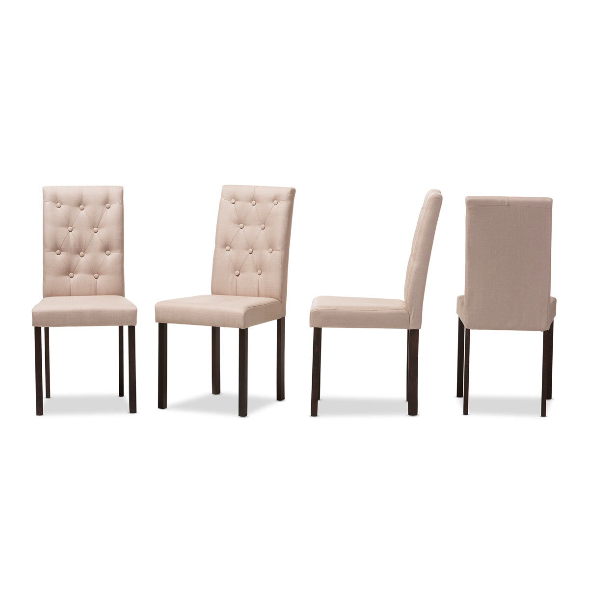 Baxton Studio Gardner Modern and Contemporary Dark Brown Finished Beige Fabric Upholstered Dining Chair (Set of 4) Baxton Studio-dining chair-Minimal And Modern - 2