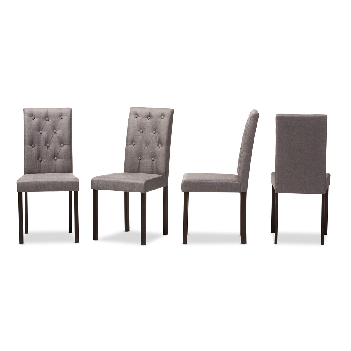 Baxton Studio Gardner Modern and Contemporary Dark Brown Finished Grey Fabric Upholstered Dining Chair (Set of 4) Baxton Studio-dining chair-Minimal And Modern - 2