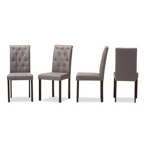 Baxton Studio Gardner Modern and Contemporary Dark Brown Finished Grey Fabric Upholstered Dining Chair (Set of 4) Baxton Studio-dining chair-Minimal And Modern - 2