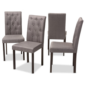 Baxton Studio Gardner Modern and Contemporary Dark Brown Finished Grey Fabric Upholstered Dining Chair (Set of 4) Baxton Studio-dining chair-Minimal And Modern - 3