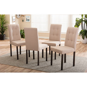 Baxton Studio Andrew Modern and Contemporary Beige Fabric Upholstered Grid-tufting Dining Chair (Set of 4) Baxton Studio-dining chair-Minimal And Modern - 2