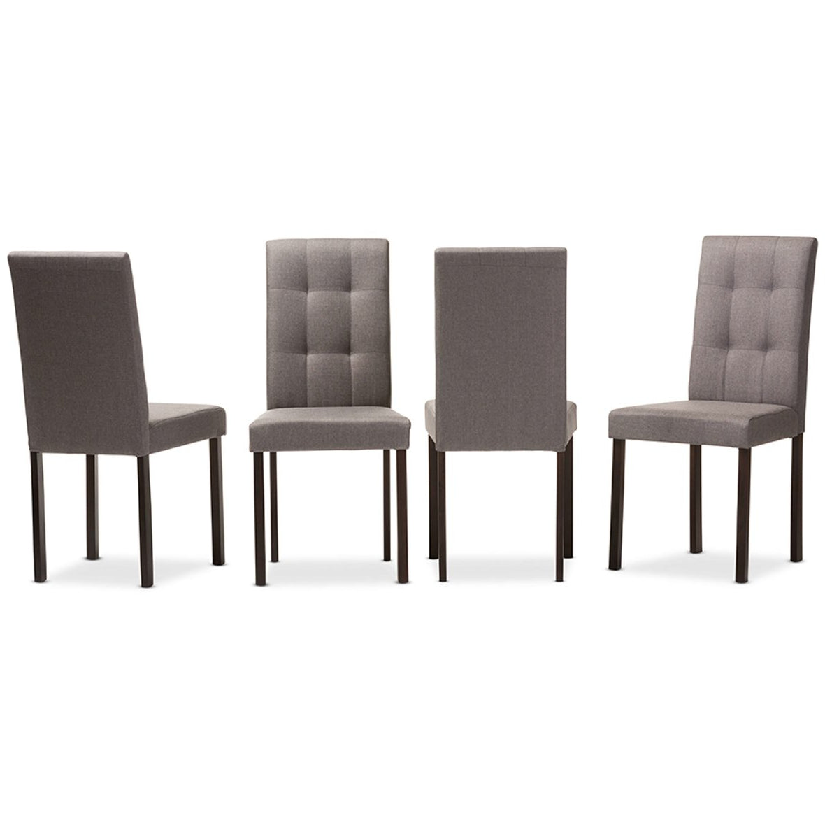Baxton Studio Andrew Modern and Contemporary Grey Fabric Upholstered Grid-tufting Dining Chair (Set of 4) Baxton Studio-dining chair-Minimal And Modern - 1