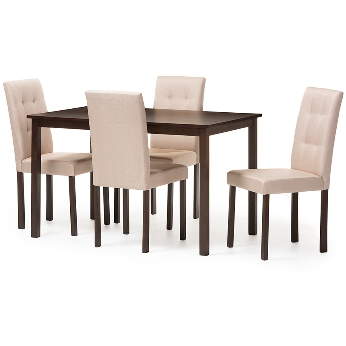 Baxton Studio Andrew Modern and Contemporary 5-Piece Beige Fabric Upholstered Grid-tufting Dining Set Baxton Studio--Minimal And Modern - 1