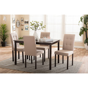 Baxton Studio Andrew Modern and Contemporary 5-Piece Beige Fabric Upholstered Grid-tufting Dining Set Baxton Studio--Minimal And Modern - 2