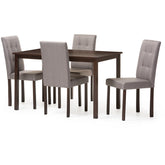 Baxton Studio Andrew Modern and Contemporary 5-Piece Grey Fabric Upholstered Grid-tufting Dining Set Baxton Studio--Minimal And Modern - 1