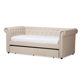 Baxton Studio Mabelle Modern and Contemporary Beige Fabric Trundle Daybed Baxton Studio-daybed-Minimal And Modern - 1