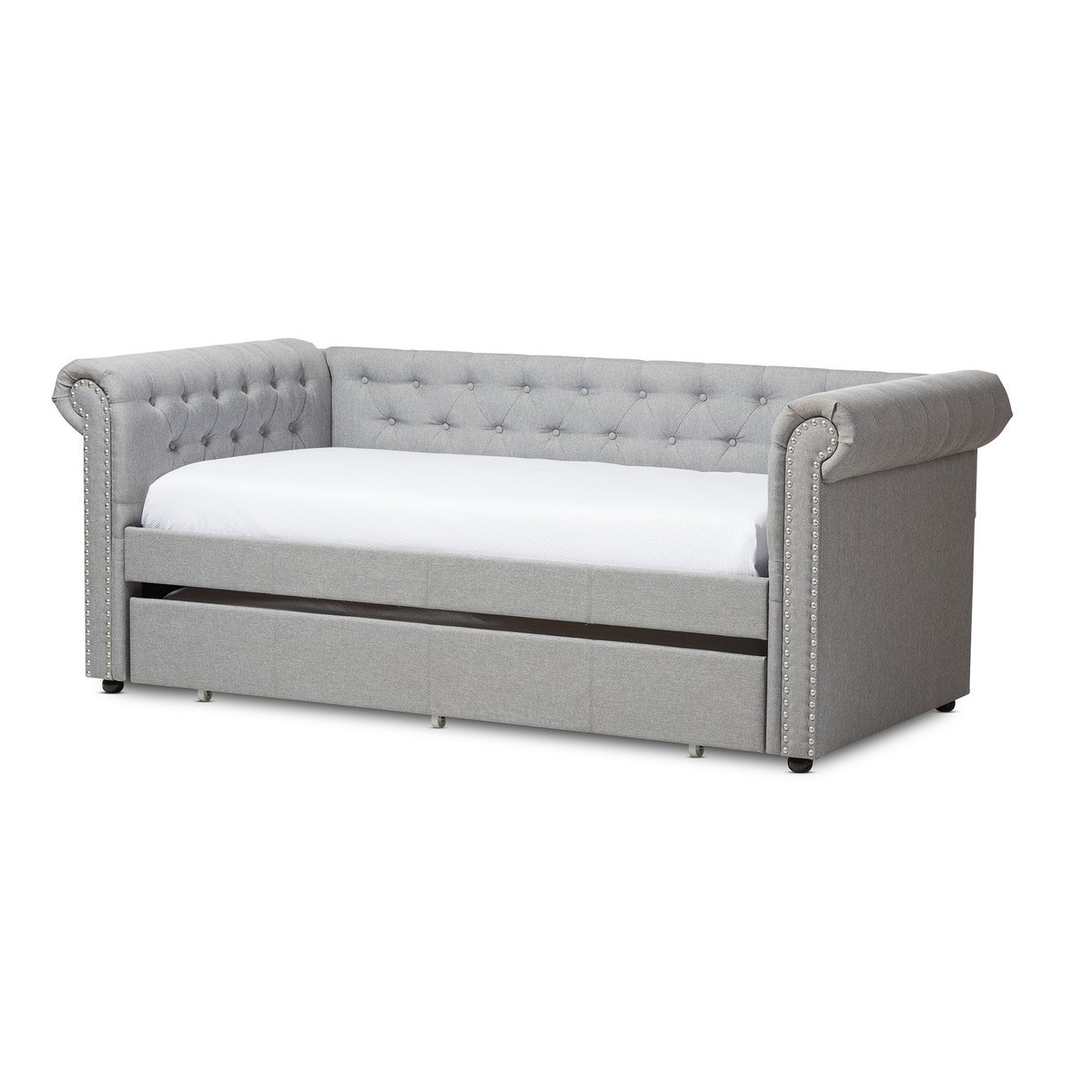 Baxton Studio Mabelle Modern and Contemporary Grey Fabric Trundle Daybed Baxton Studio-daybed-Minimal And Modern - 1