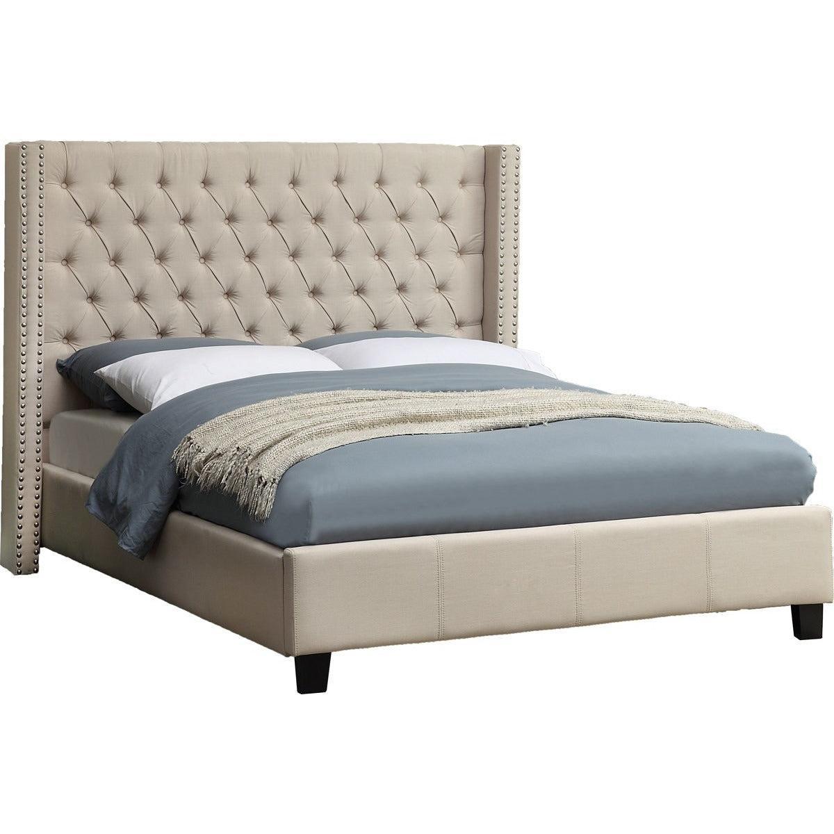 Meridian Furniture Ashton Beige Linen Full BedMeridian Furniture - Full Bed - Minimal And Modern - 1