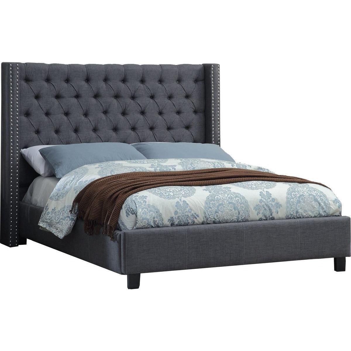 Meridian Furniture Ashton Grey Linen Full BedMeridian Furniture - Full Bed - Minimal And Modern - 1